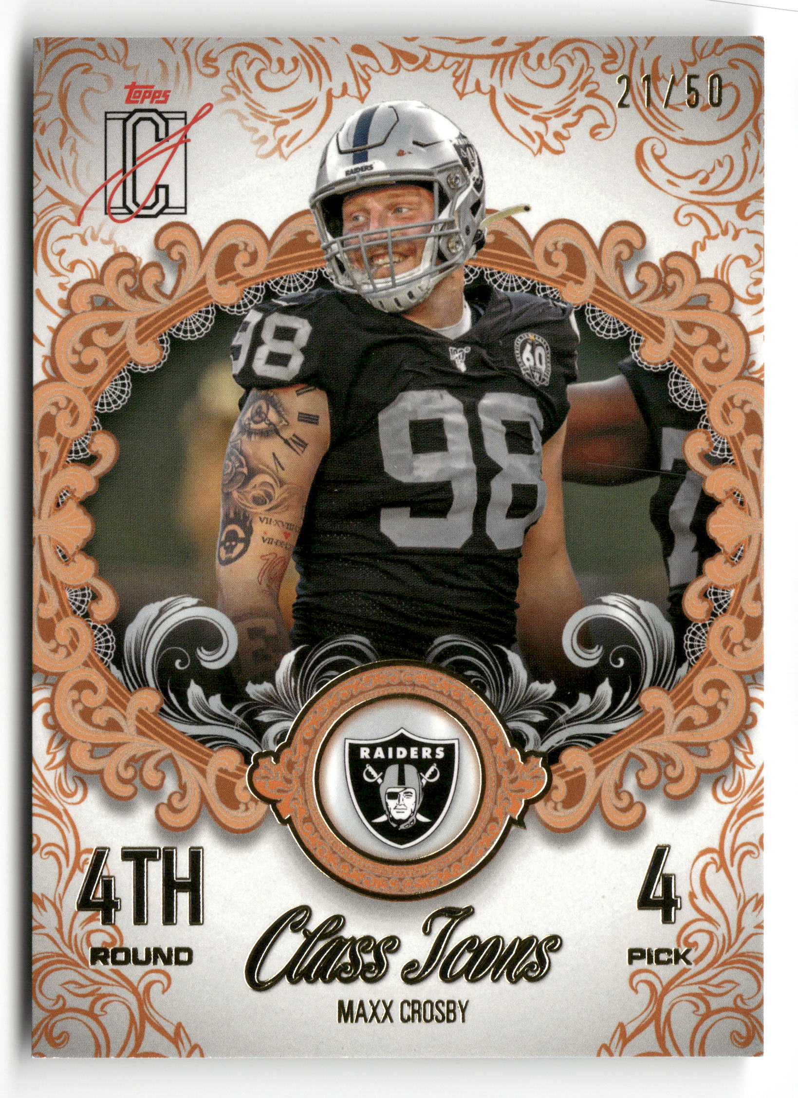 2025 Topps Signature Class #CI-6 Maxx Crosby Class Icons Orange #/50