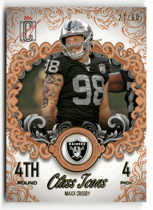 2025 Topps Signature Class #CI-6 Maxx Crosby Class Icons Orange #/50