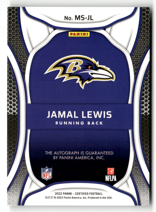 2022 Panini Certified #MS-JL Jamal Lewis Mirror Signatures Purple #/10