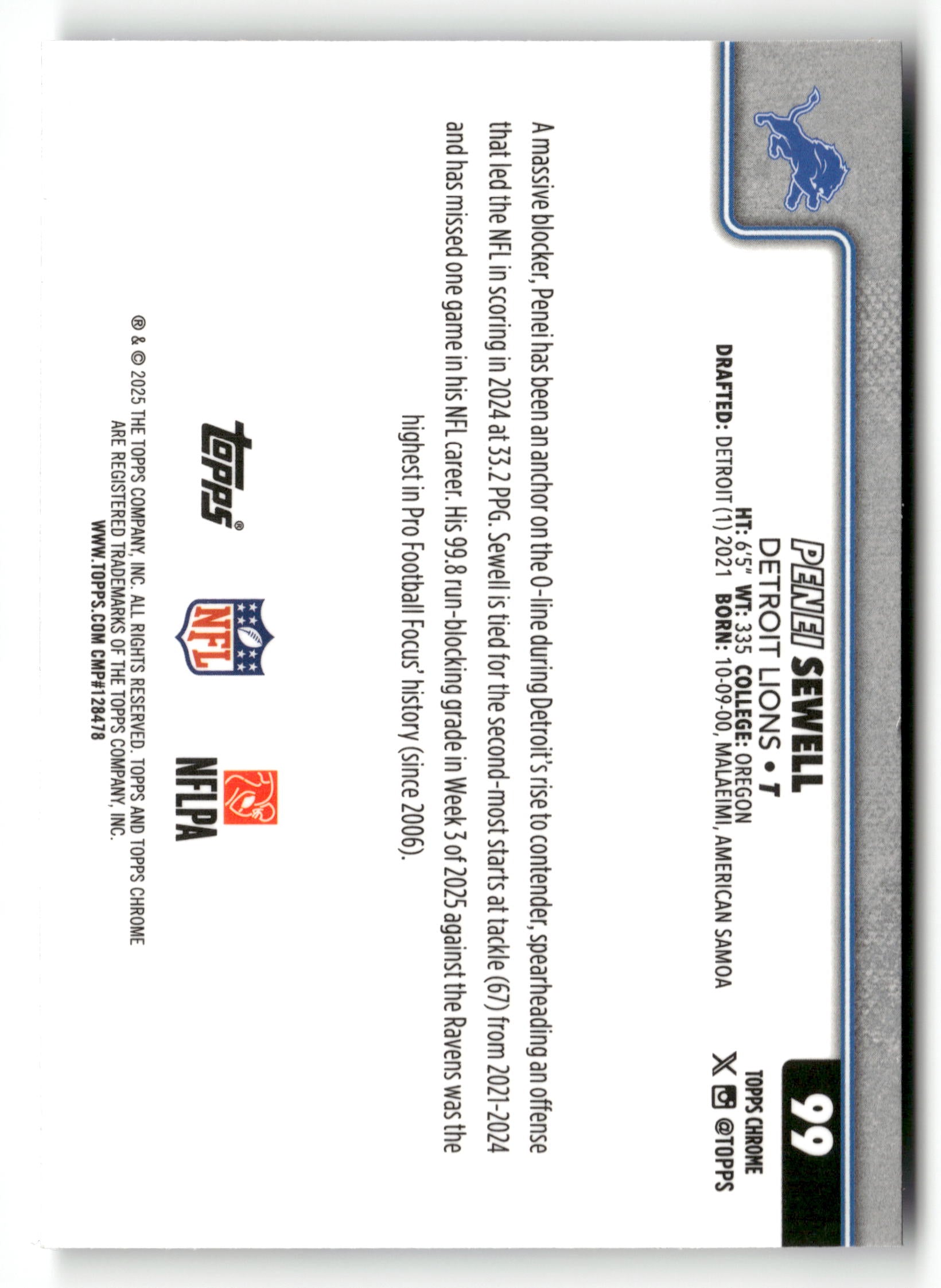 2025 Topps Chrome #99 Penei Sewell Team Camo