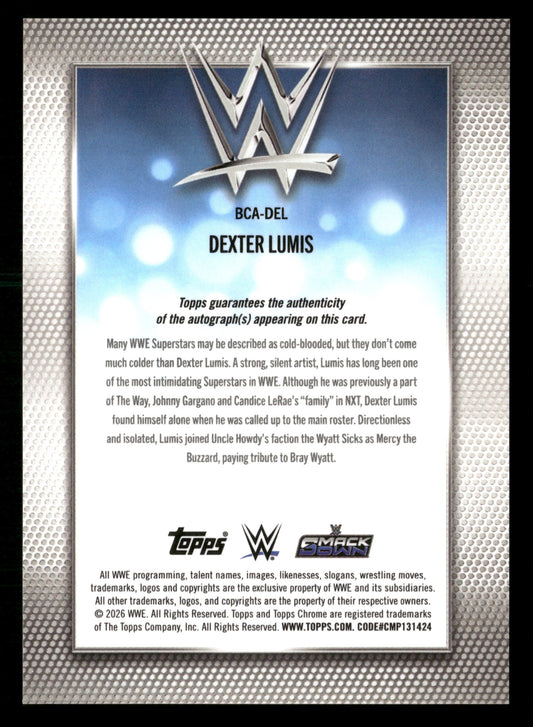2026 Topps Chrome WWE #BCA-DEL Dexter Lumis Base Gold Geometric Auto #/50
