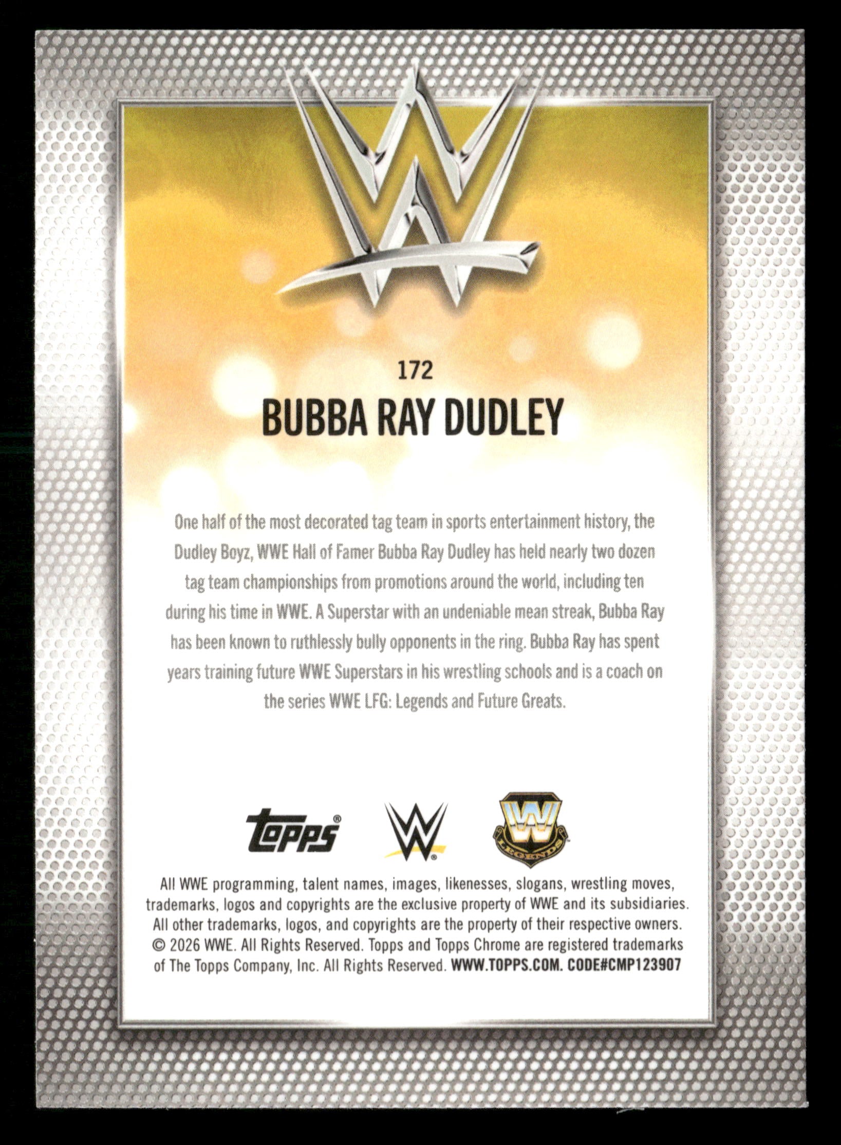 2026 Topps Chrome WWE #172 Bubba Ray Dudley Teal Refractor #/299