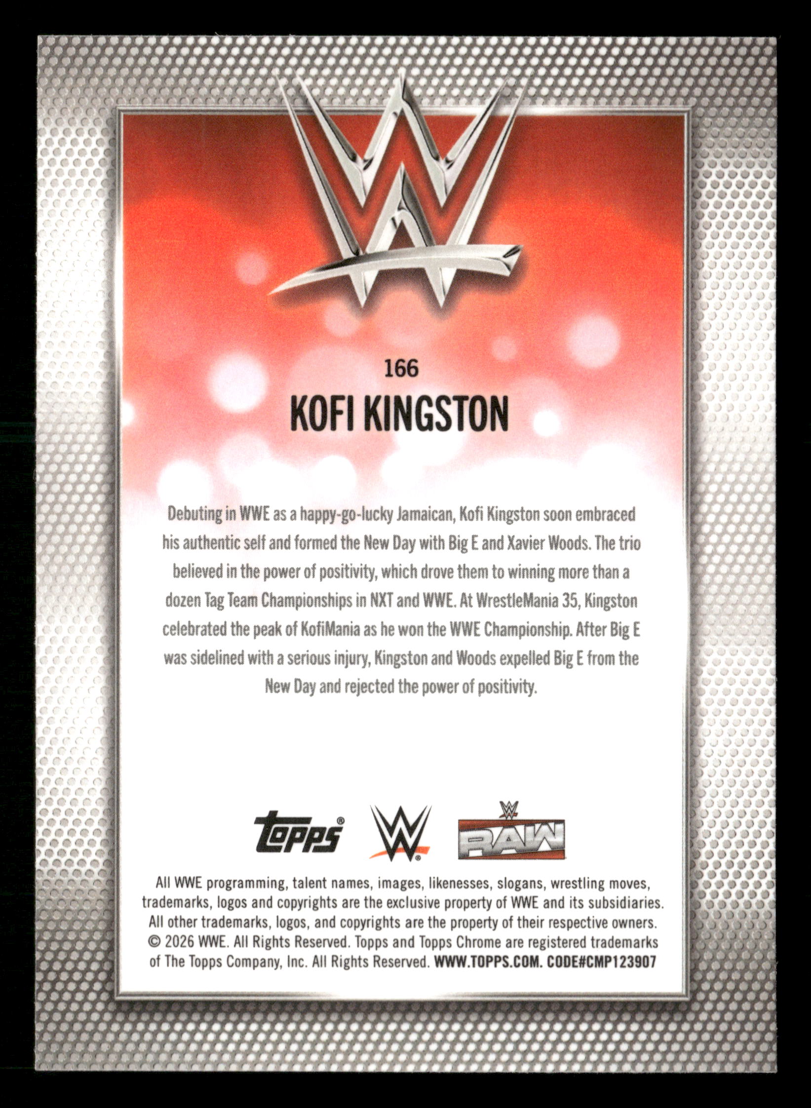 2026 Topps Chrome WWE #166 Kofi Kingston Pink Refractor #/250