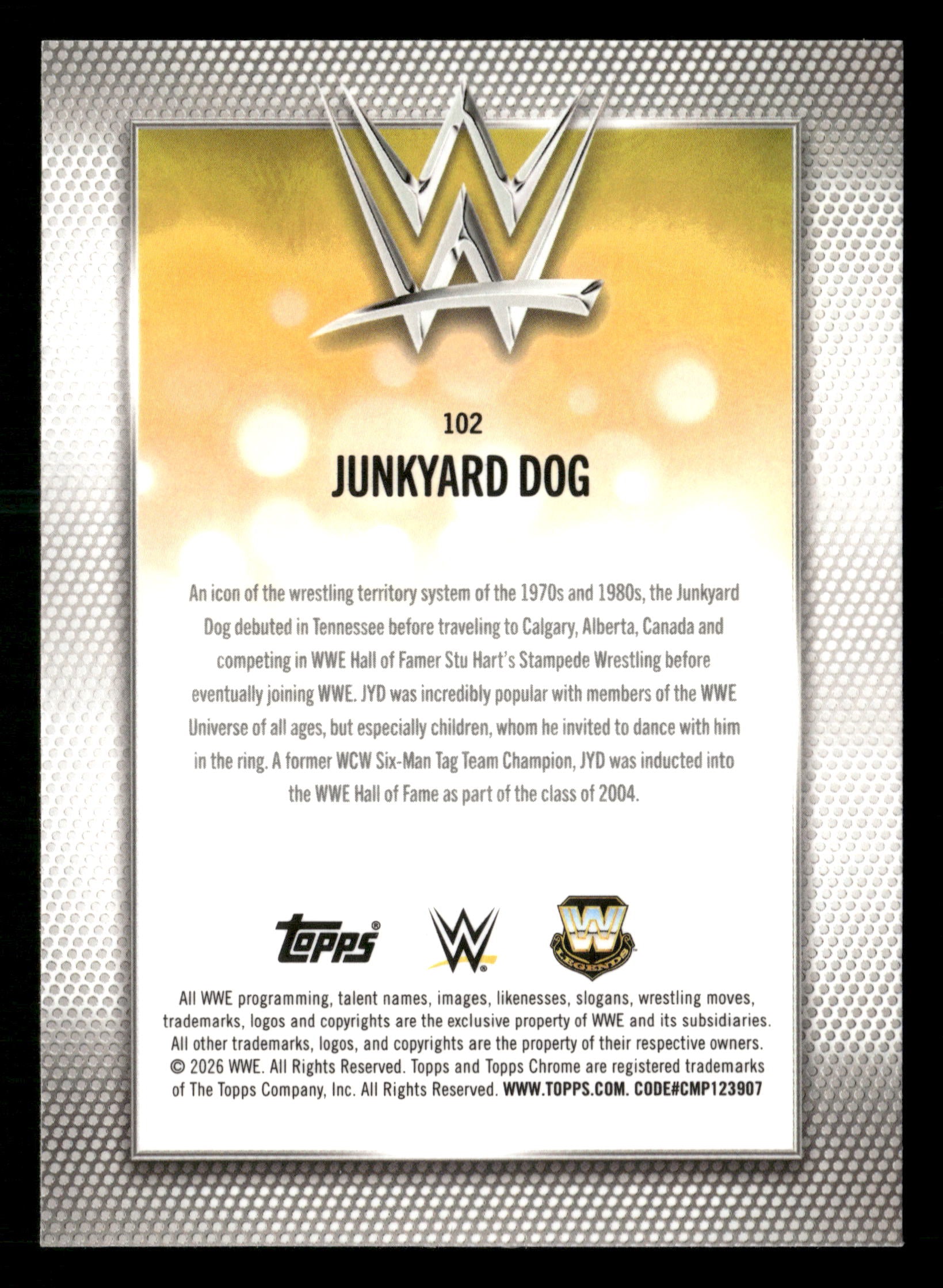 2026 Topps Chrome WWE #102 Junkyard Dog Aqua Refractor #/199