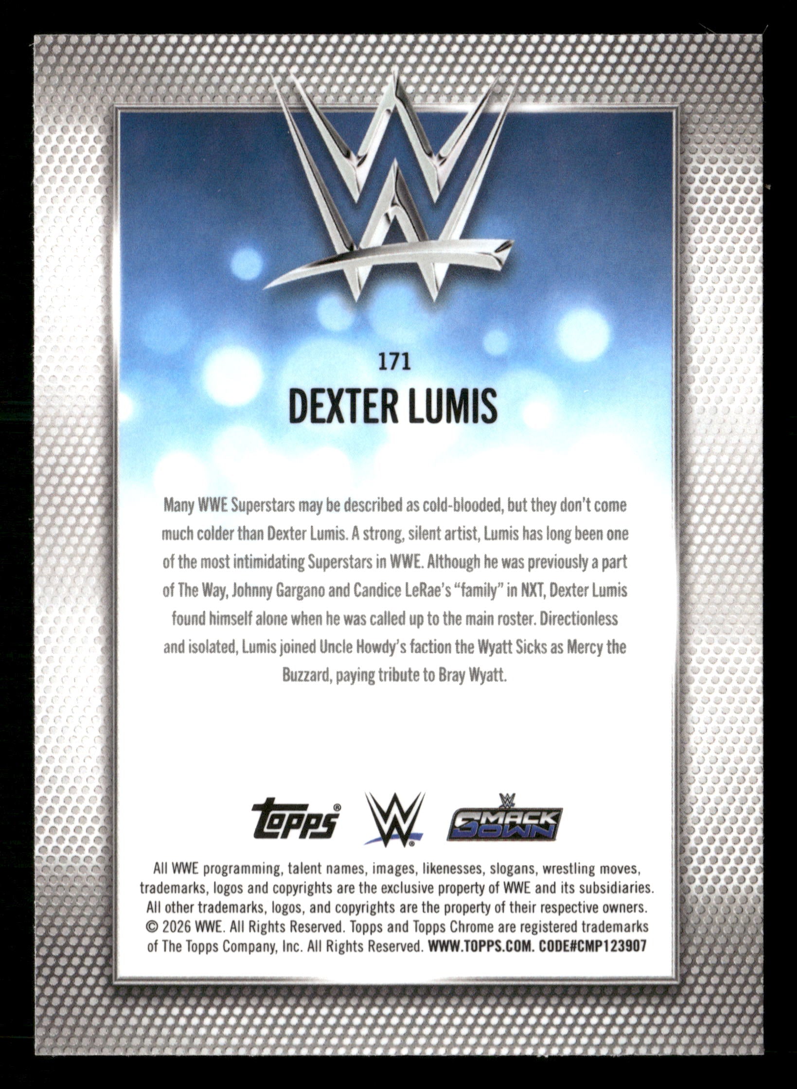 2026 Topps Chrome WWE #171 Dexter Lumis Aqua Refractor #/199