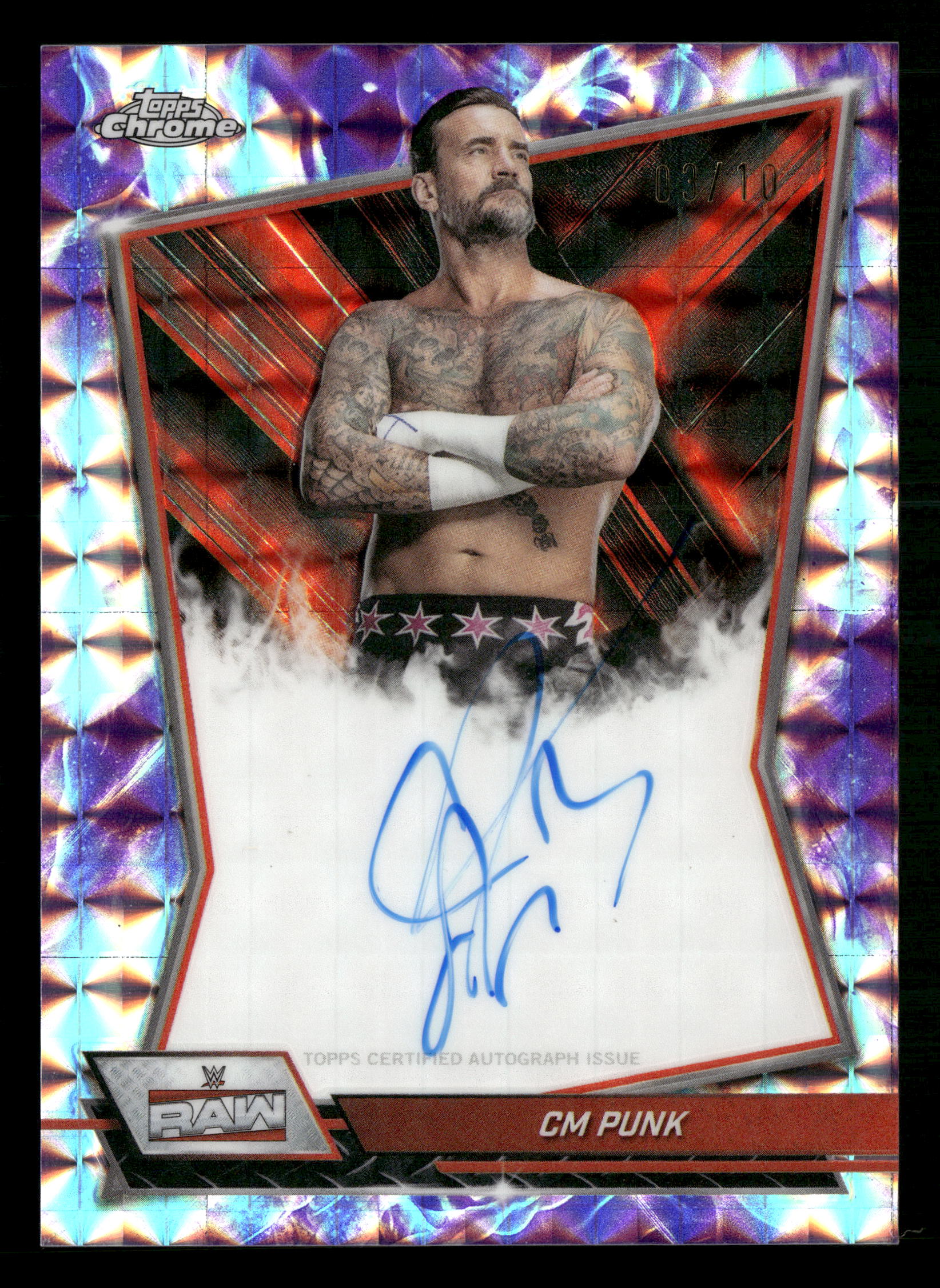 2026 Topps Chrome WWE #RBA-CMP CM Punk Purple Geometric Auto #/10