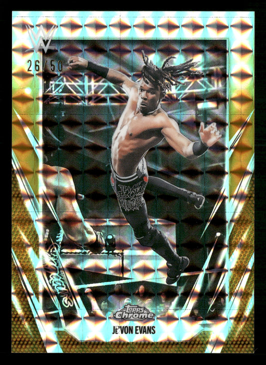 2026 Topps Chrome WWE #186 Je'Von Evans Gold Geometric Refractor #/50