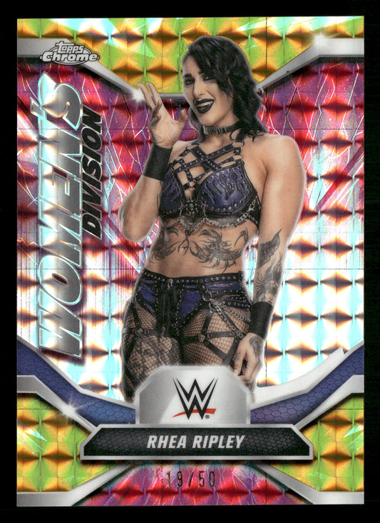 2026 Topps Chrome WWE #WDV-36 Rhea Ripley Women's Division Gold Geometric #/50