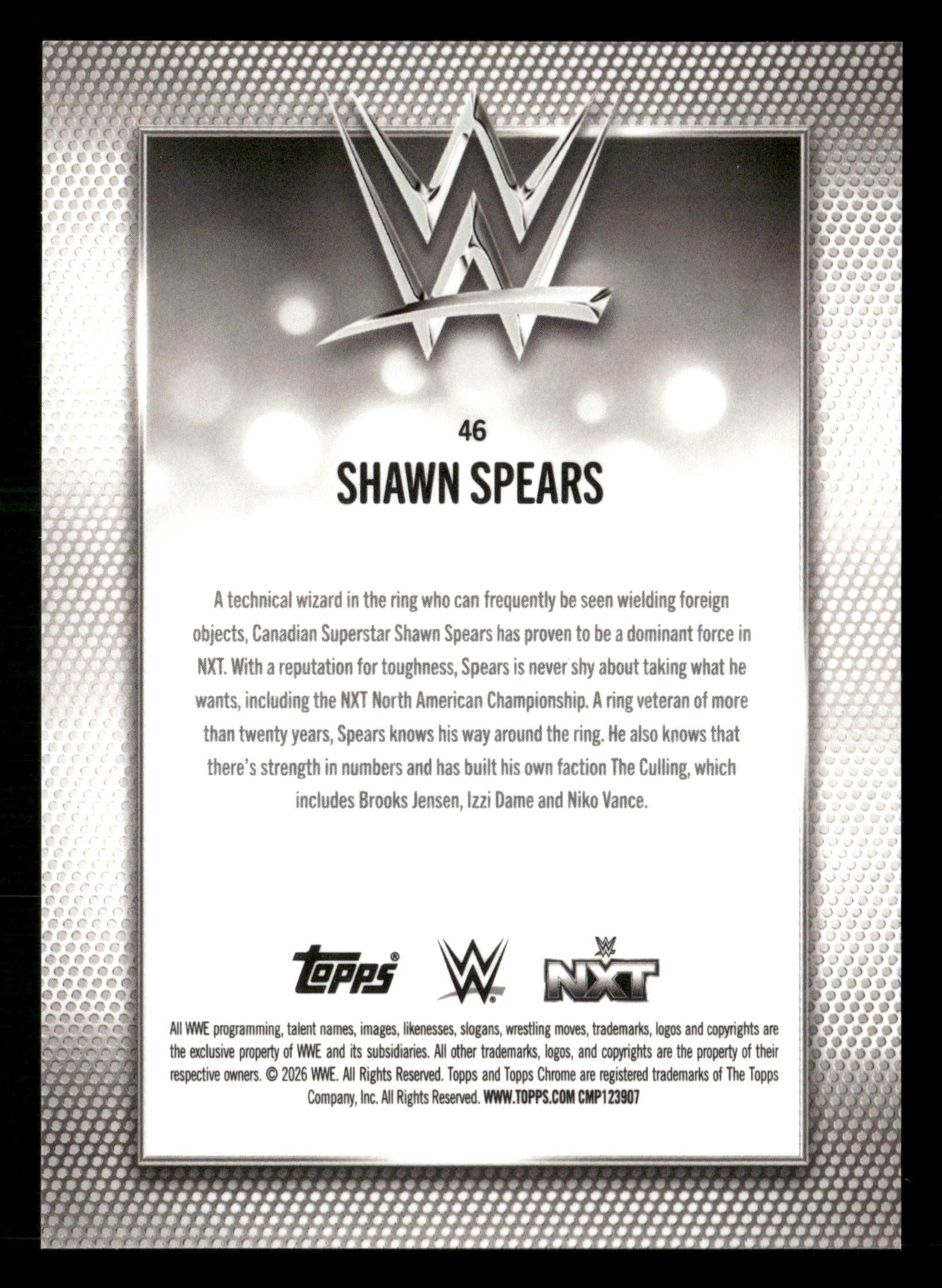2026 Topps Chrome WWE #46 Shawn Spears Purple Geometric Refractor #/10