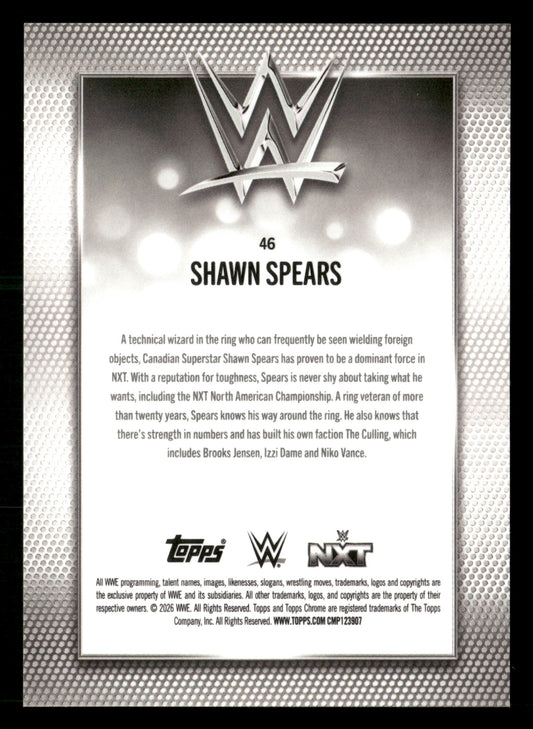 2026 Topps Chrome WWE #46 Shawn Spears Purple Geometric Refractor #/10