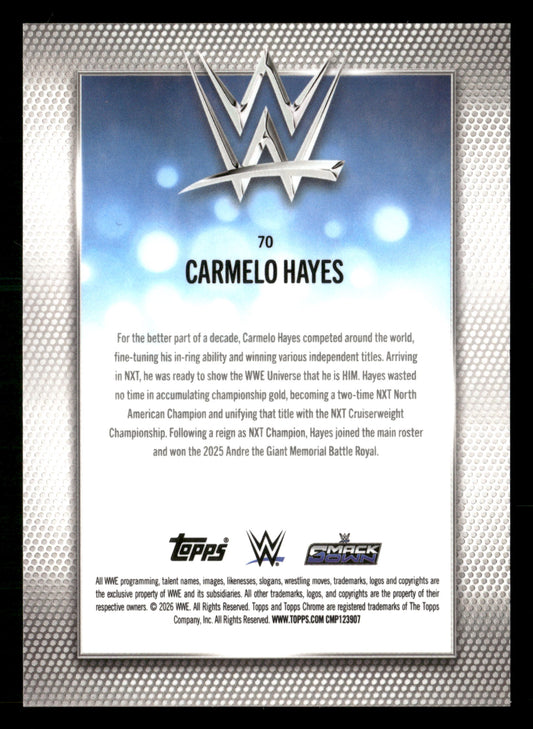 2026 Topps Chrome WWE #70 Carmelo Hayes Purple Geometric Refractor #/10
