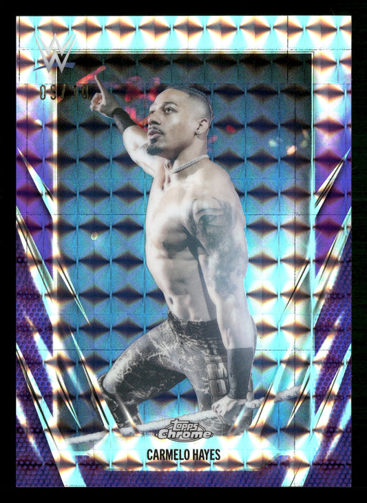 2026 Topps Chrome WWE #70 Carmelo Hayes Purple Geometric Refractor #/10