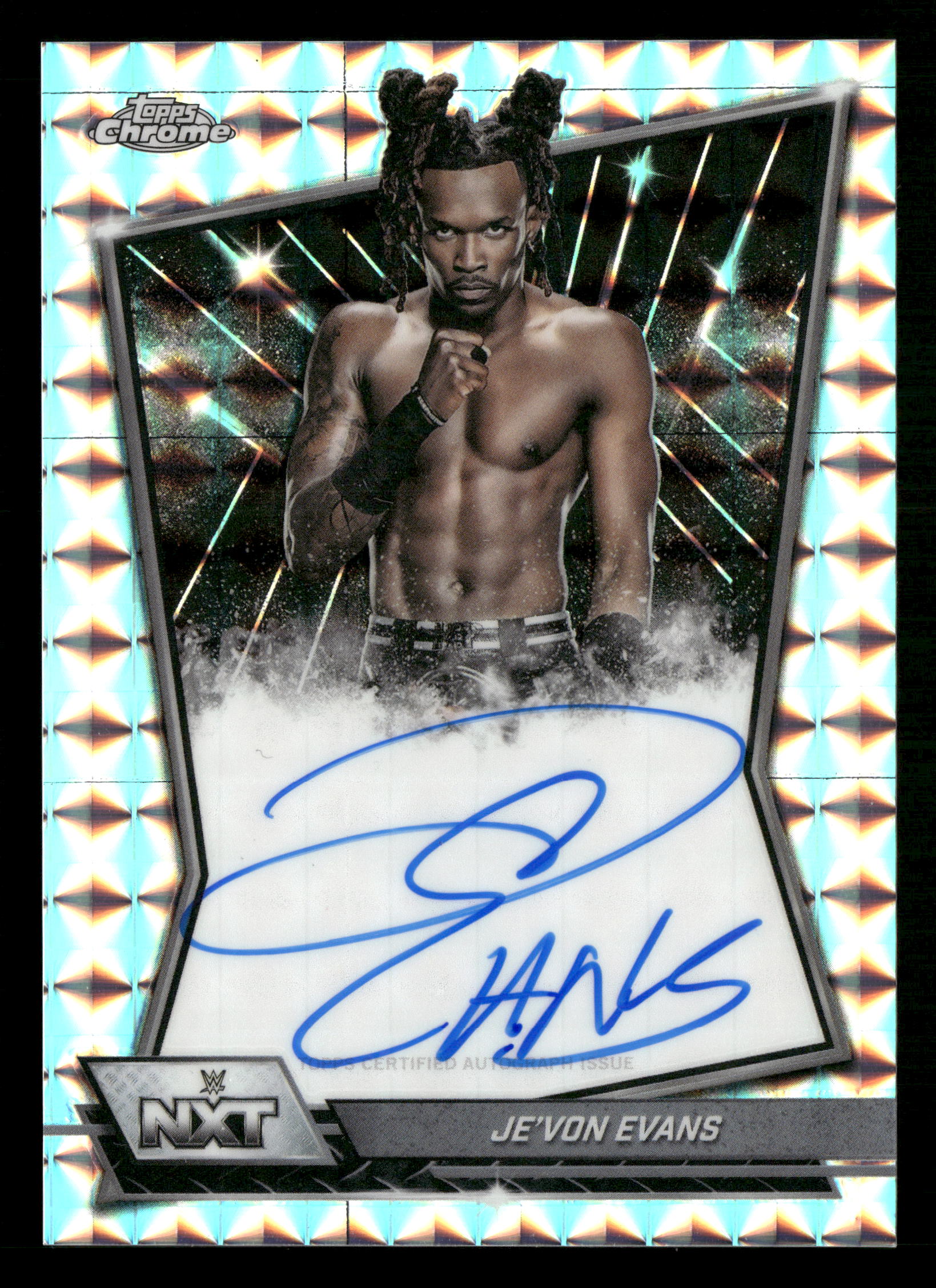 2026 Topps Chrome WWE #NXT-JEV Je'Von Evans NXT Autographs Geometric Refactor