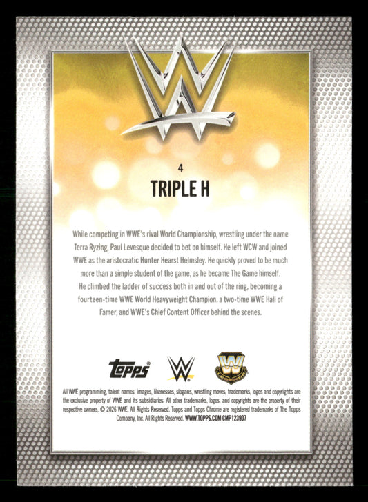 2026 Topps Chrome WWE #4 Triple H Teal Refractor #/299
