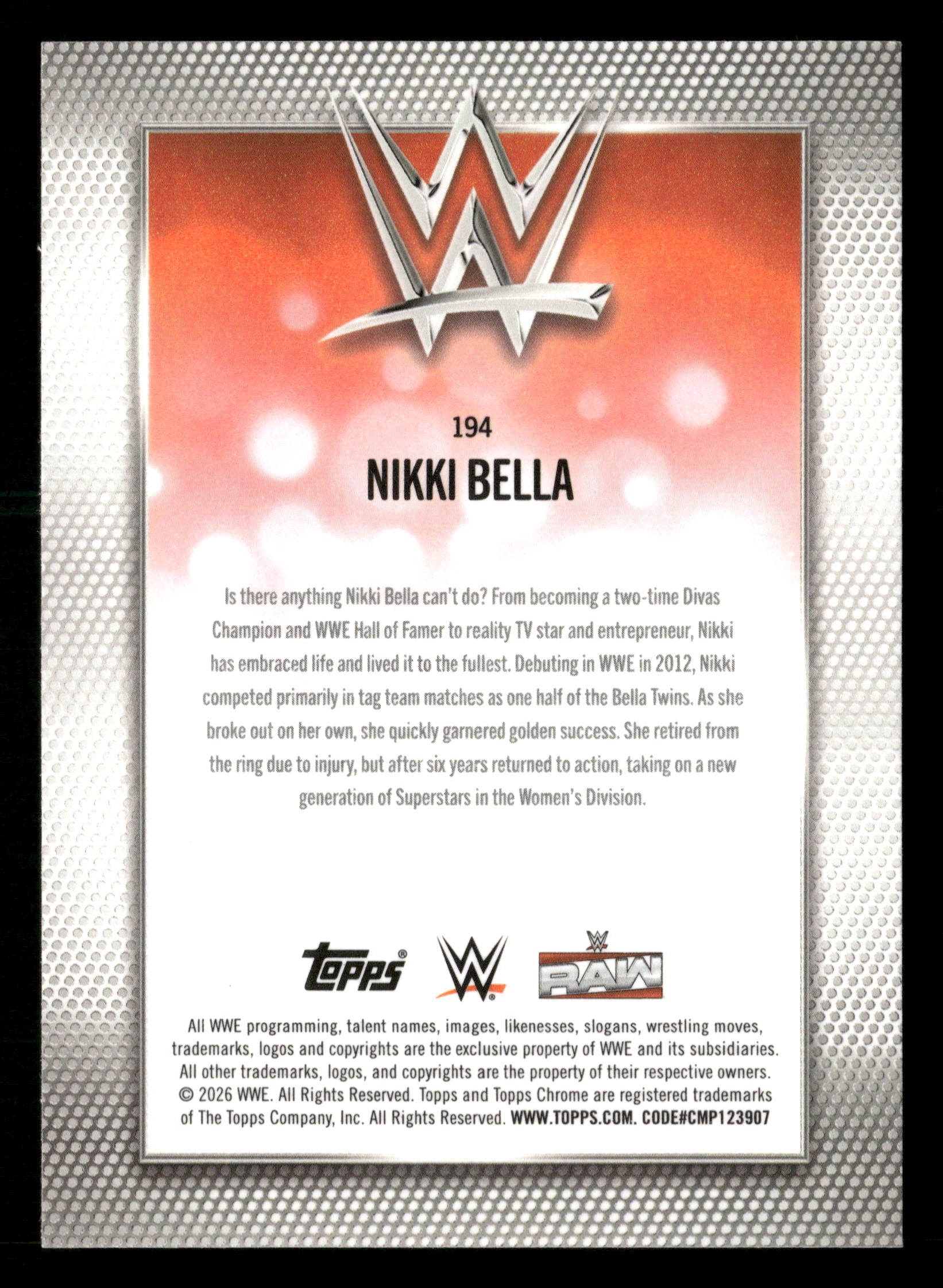 2026 Topps Chrome WWE #194 Nikki Bella Blue Geometric Refractor #/150
