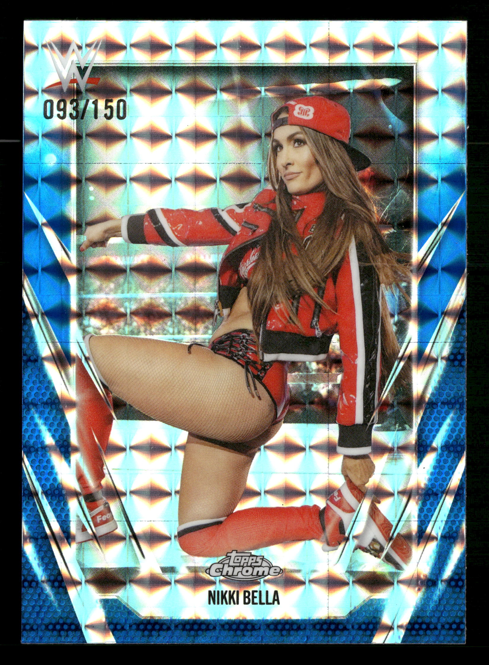 2026 Topps Chrome WWE #194 Nikki Bella Blue Geometric Refractor #/150