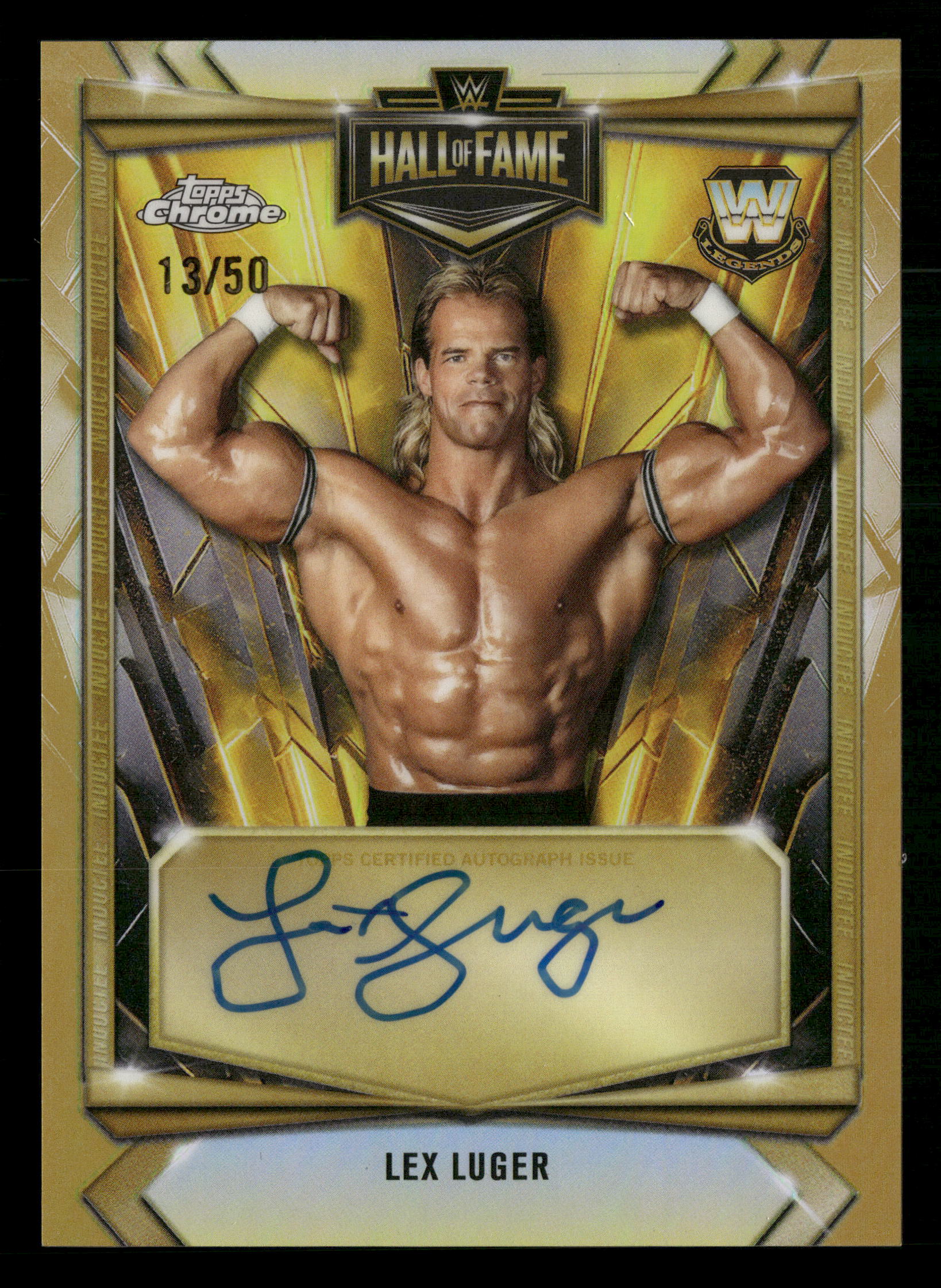 2026 Topps Chrome WWE #HOF-LL Lex Luger Hall of Fame Auto Gold #/50