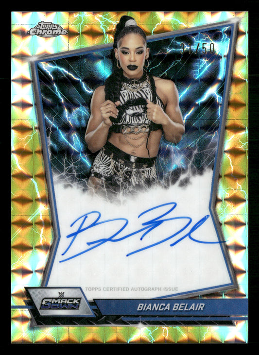 2026 Topps Chrome WWE #BBA-BIA Bianca Belair Gold Geometric Auto #/50