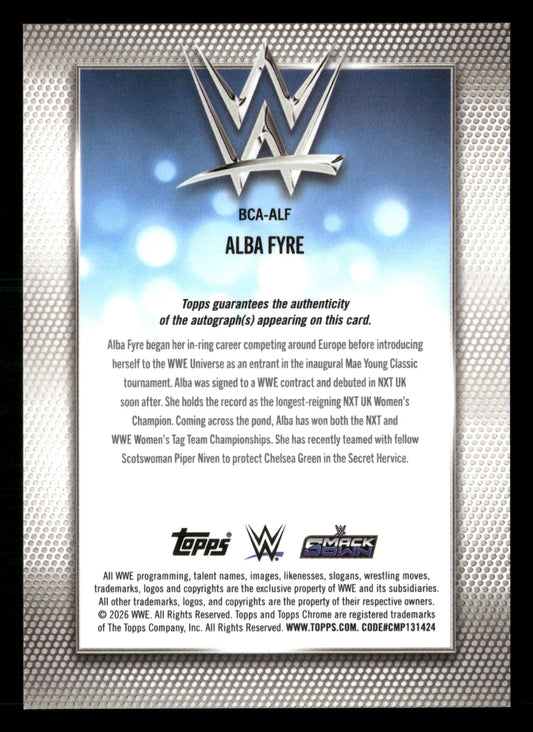 2026 Topps Chrome WWE #BCA-ALF Alba Fyre Orange Geometric Auto #/25