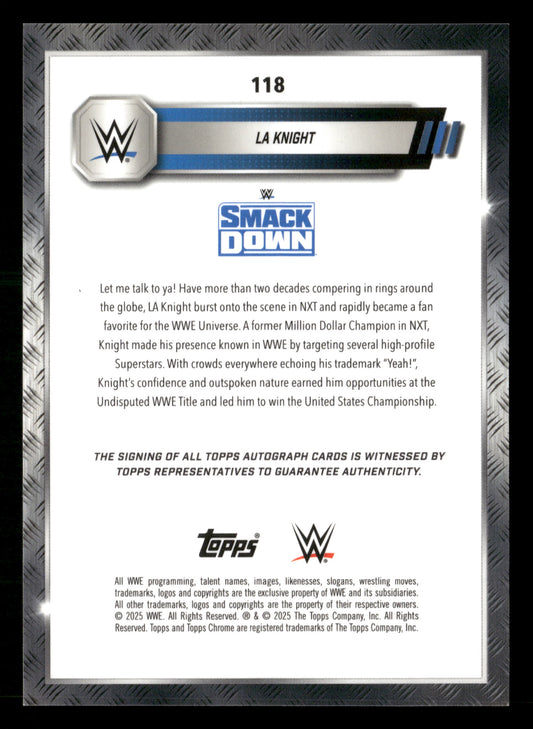 2025 Topps Chrome WWE #118 LA Knight Autographs Red Refractor #/5