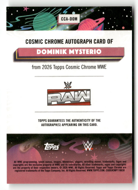 2026 Topps Chrome Cosmic WWE #CCA-DOM Dominik Mysterio Cosmic Chrome Autographs