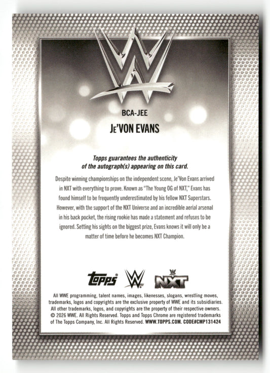 2026 Topps Chrome WWE #BCA-JEE Je'Von Evans Base Autographs