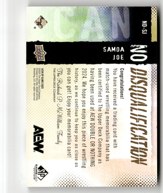 2025 SP Game Used AEW #ND-SJ Samoa Joe No Disqualification Relics #/10