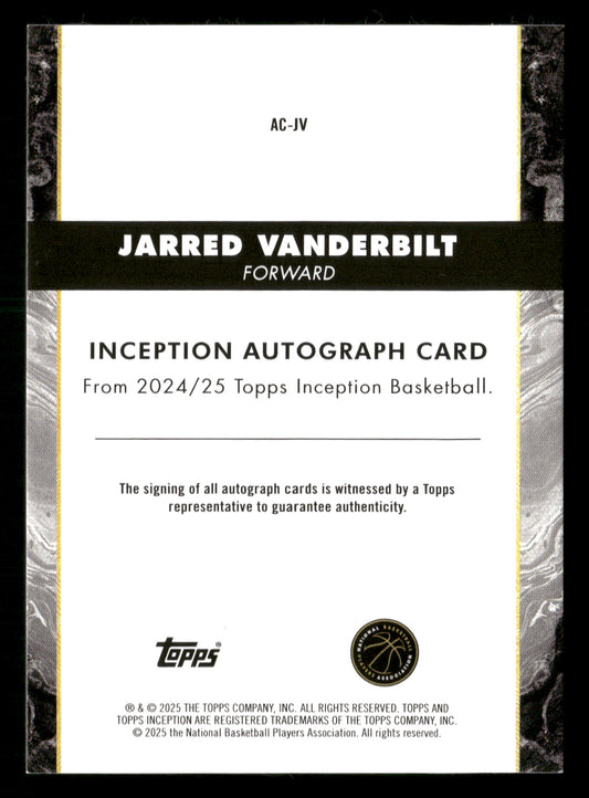 2024-25 Topps Inception #AC-JV Jarred Vanderbilt Autographs