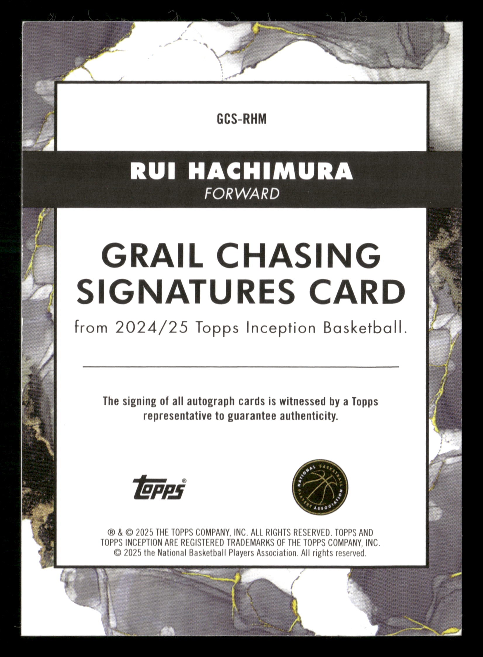 2024-25 Inception #GCS-RHM Rui Hachimura Grail Chasing Signatures #/25