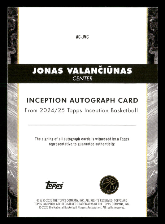 2024-25 Topps Inception #AC-JVC Jonas Valančiūnas Autographs Blue #/25