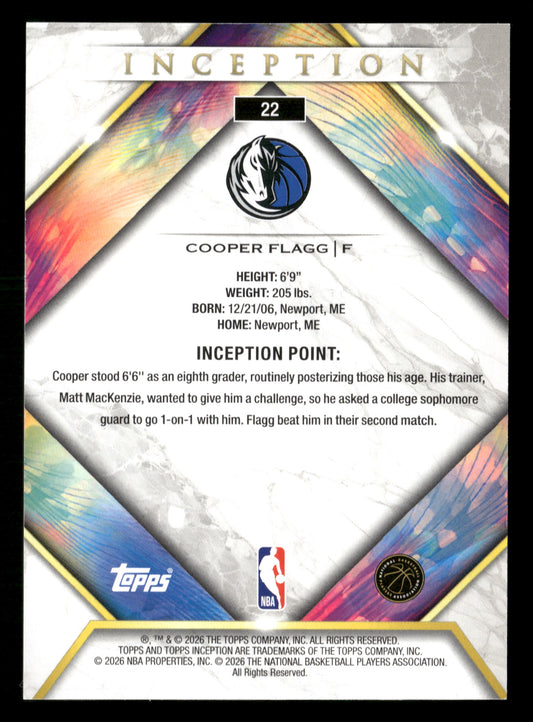 2025-26 Topps Inception #22 Cooper Flagg RC
