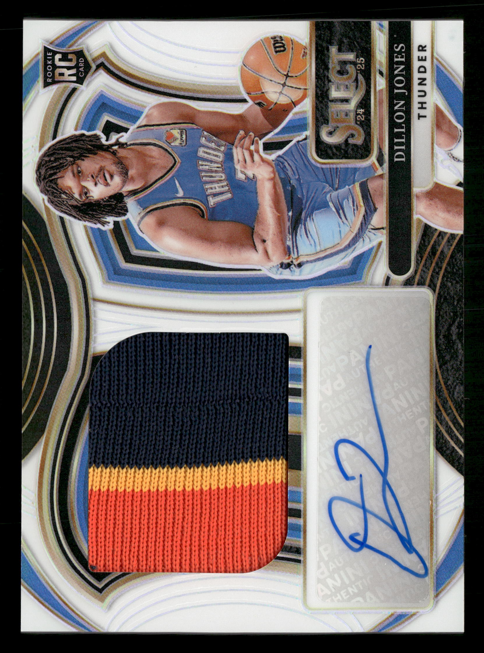 2024-25 Select #JRS-DIL Dillon Jones Jumbo Rookie Signature Swatches White #/49