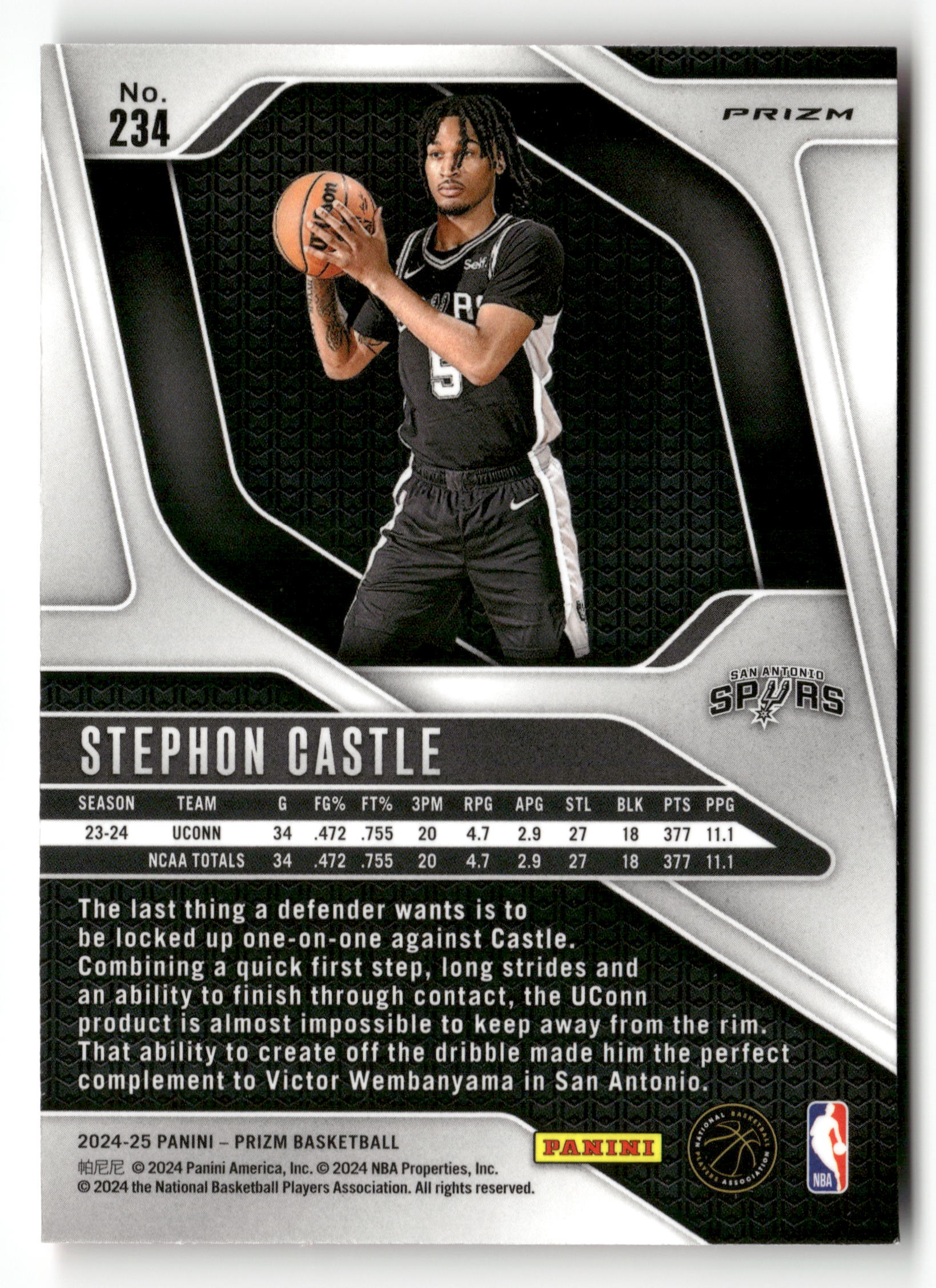 2024-25 Panini Prizm #234 Stephon Castle Prizms Pink Ice