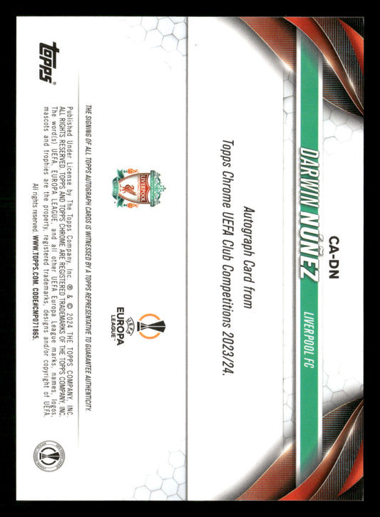 2023-24 Chrome UEFA CC #CA-DN Darwin Núñez Auto Aqua Lava