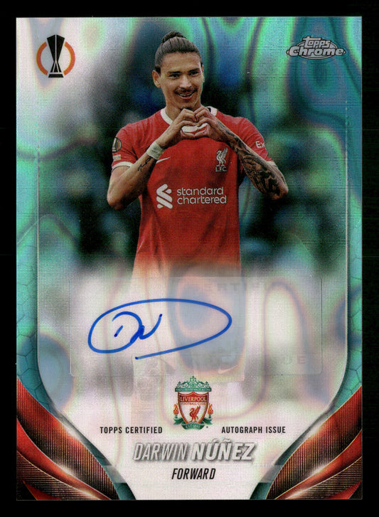 2023-24 Chrome UEFA CC #CA-DN Darwin Núñez Auto Aqua Lava
