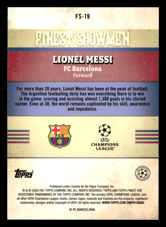 2025-26 Finest UEFA Club Competitions #FS-19 Lionel Messi Finest Showmen