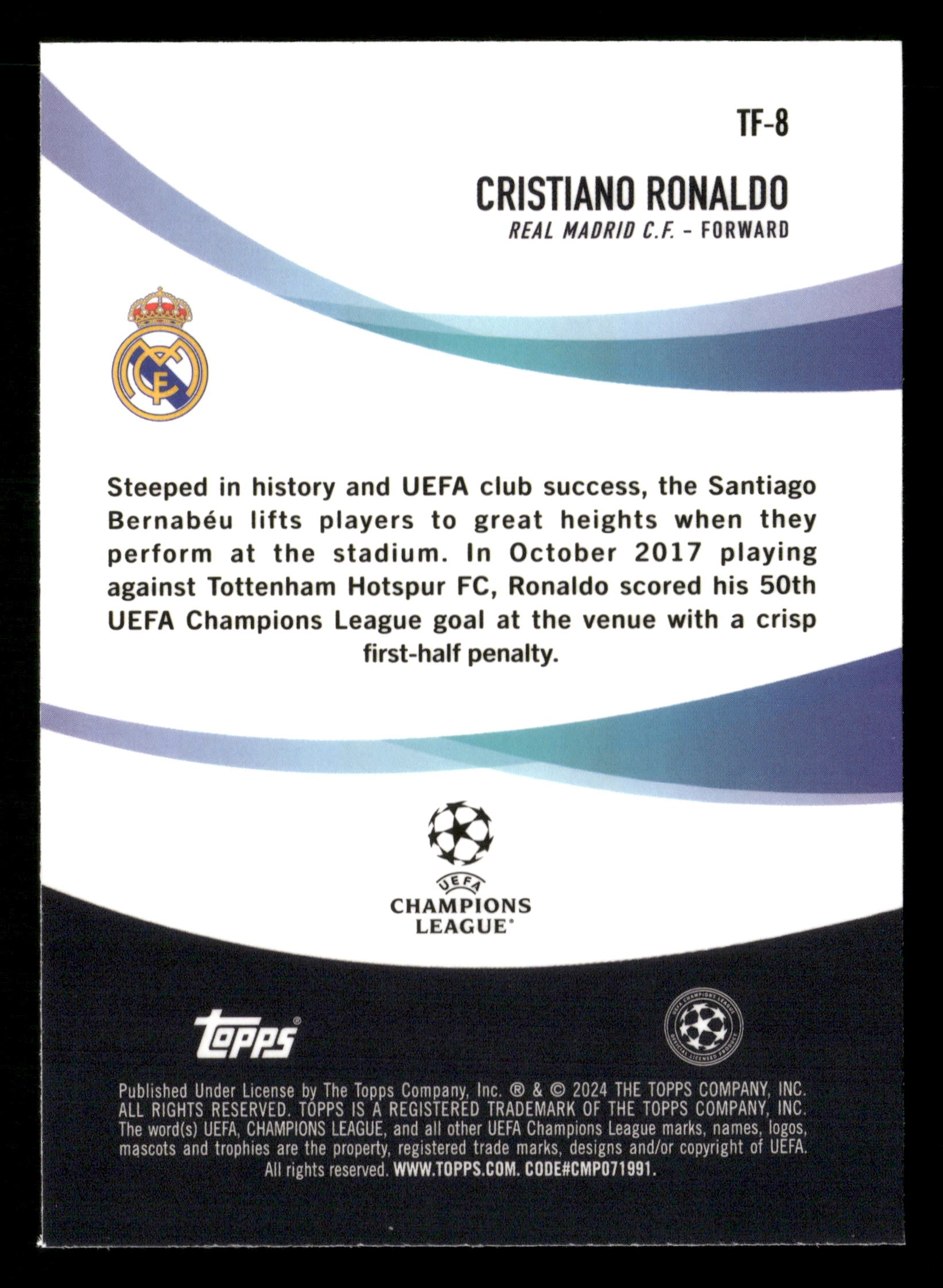 2023-24 Topps Chrome UEFA Club Competitions #TF-8 Cristiano Ronaldo Tifo