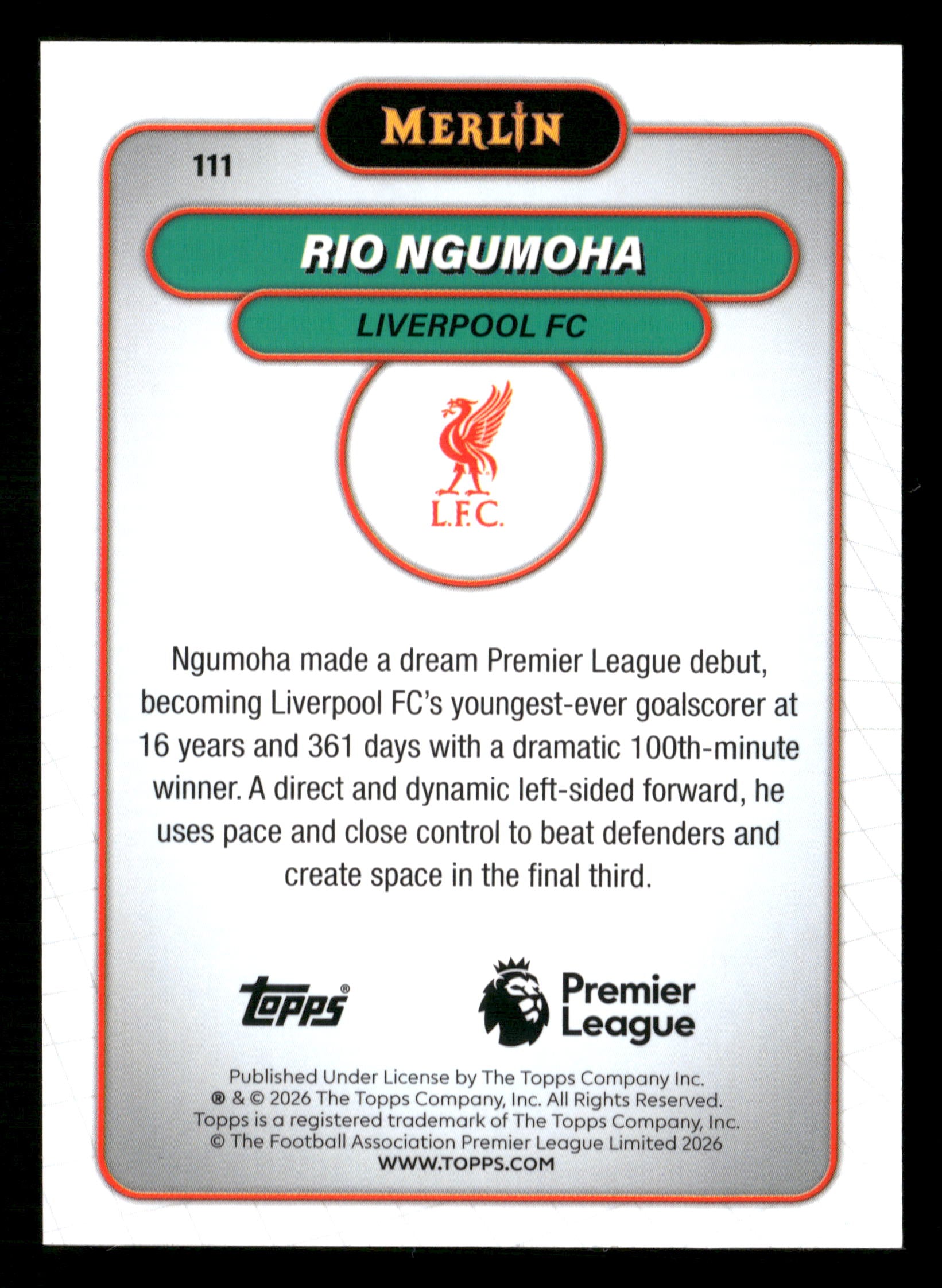 2026 Merlin Premier League #111 Rio Ngumoha RayWave Refractor