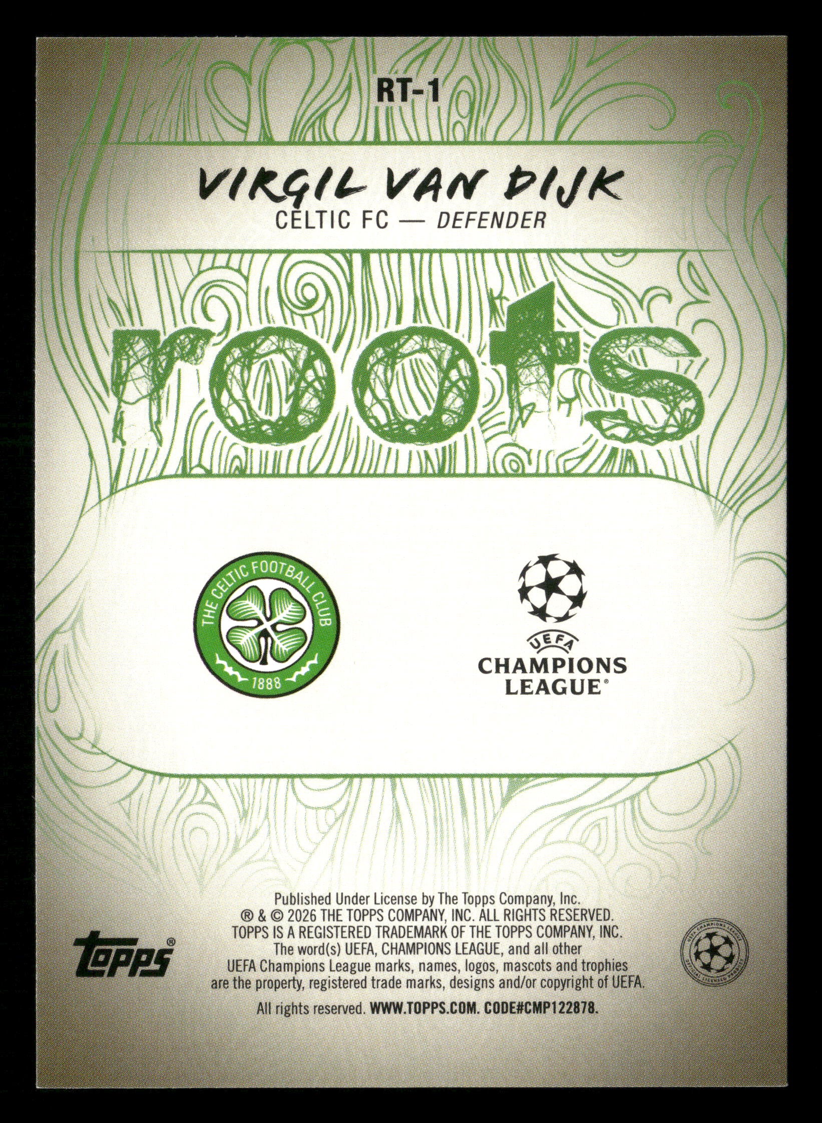 2025-26 Topps UEFA Club Competitions #RT-1 Virgil van Dijk Roots Orange #/25