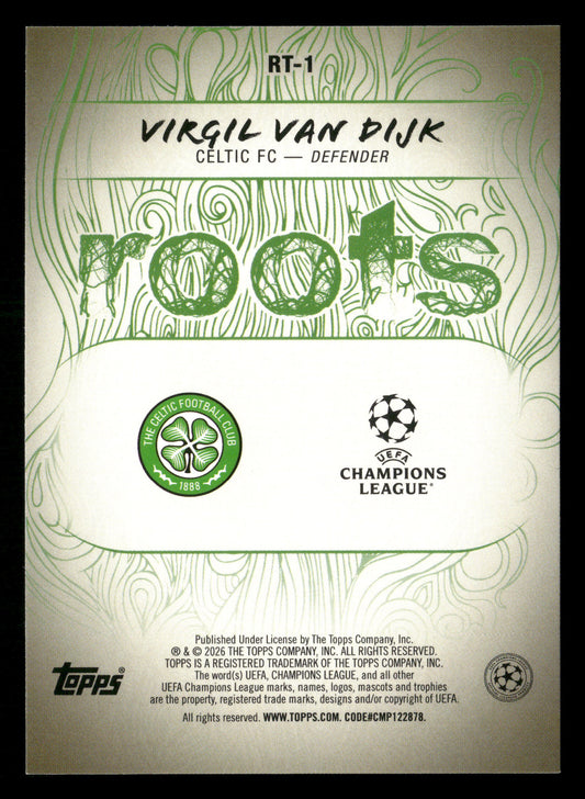 2025-26 Topps UEFA Club Competitions #RT-1 Virgil van Dijk Roots Orange #/25