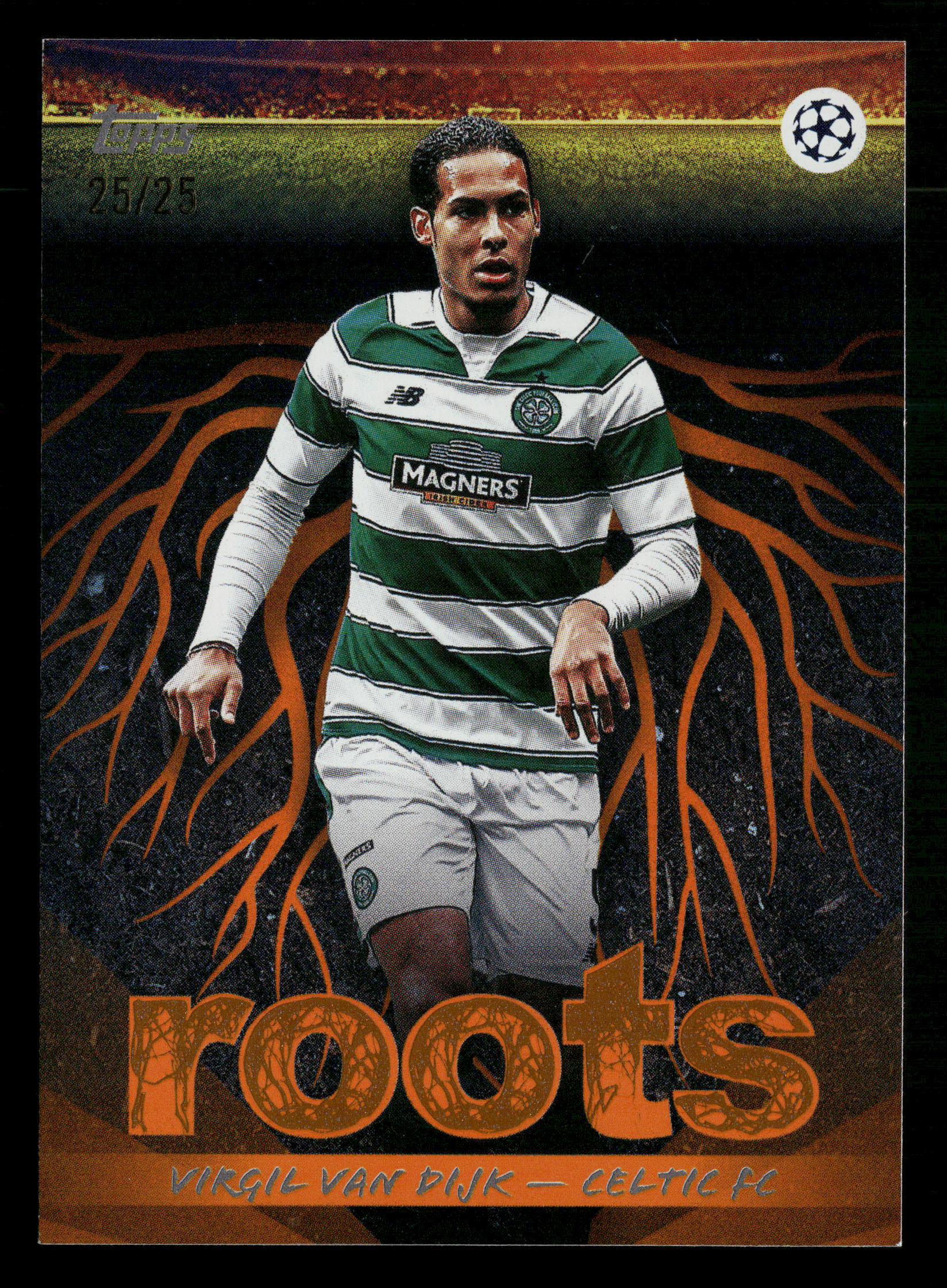 2025-26 Topps UEFA Club Competitions #RT-1 Virgil van Dijk Roots Orange #/25