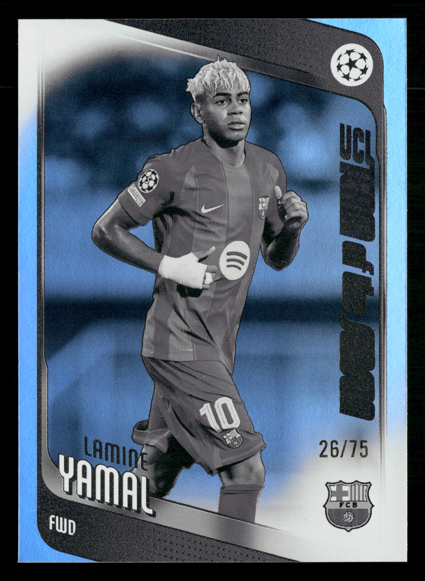 2025-26 Topps UEFA Club Competitions #10 Lamine Yamal Black & White Holo #/75