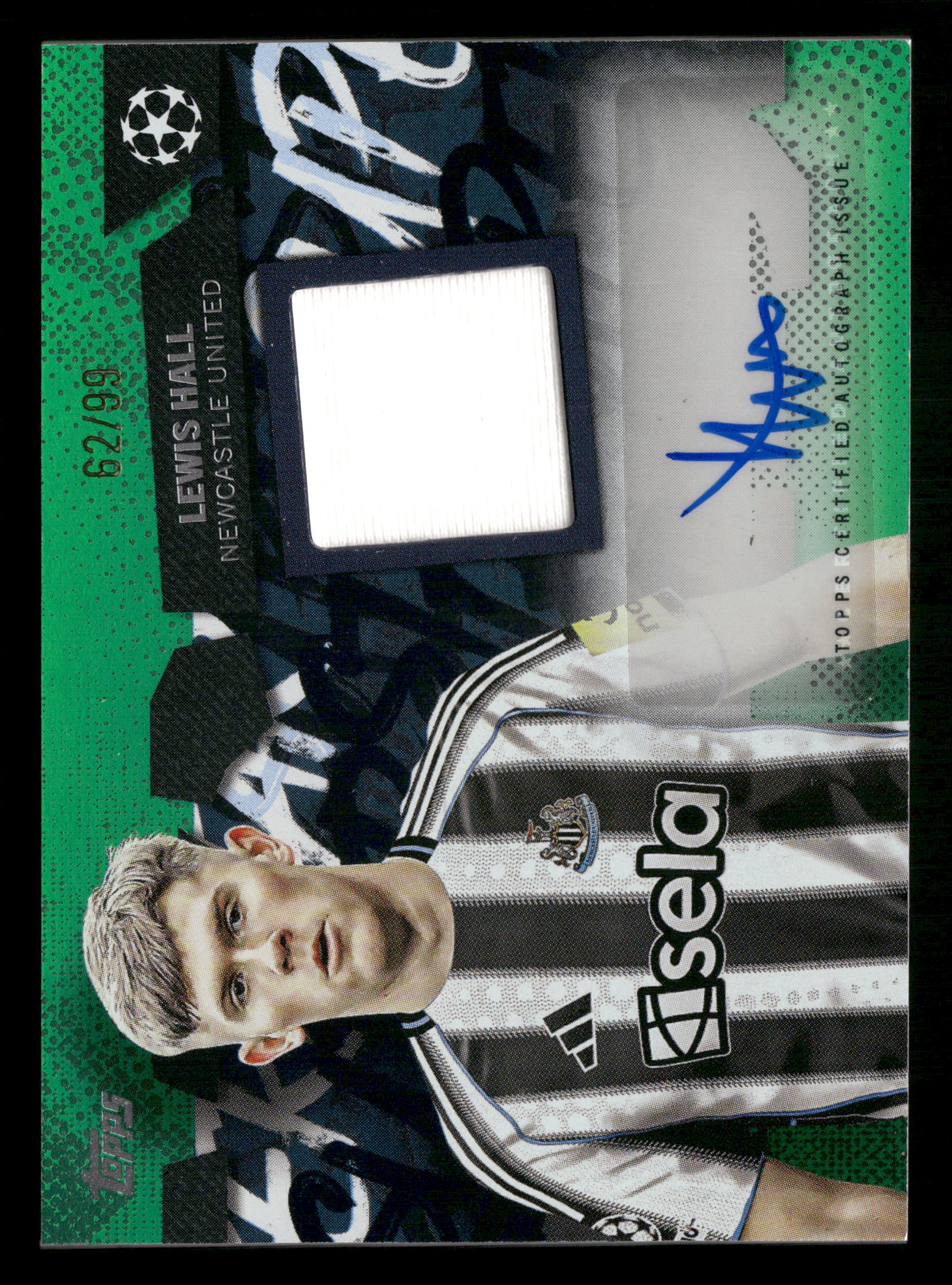 2025-26 Topps UEFA CC #TSAR-LH Lewis Hall Autographed Relics Green #/99
