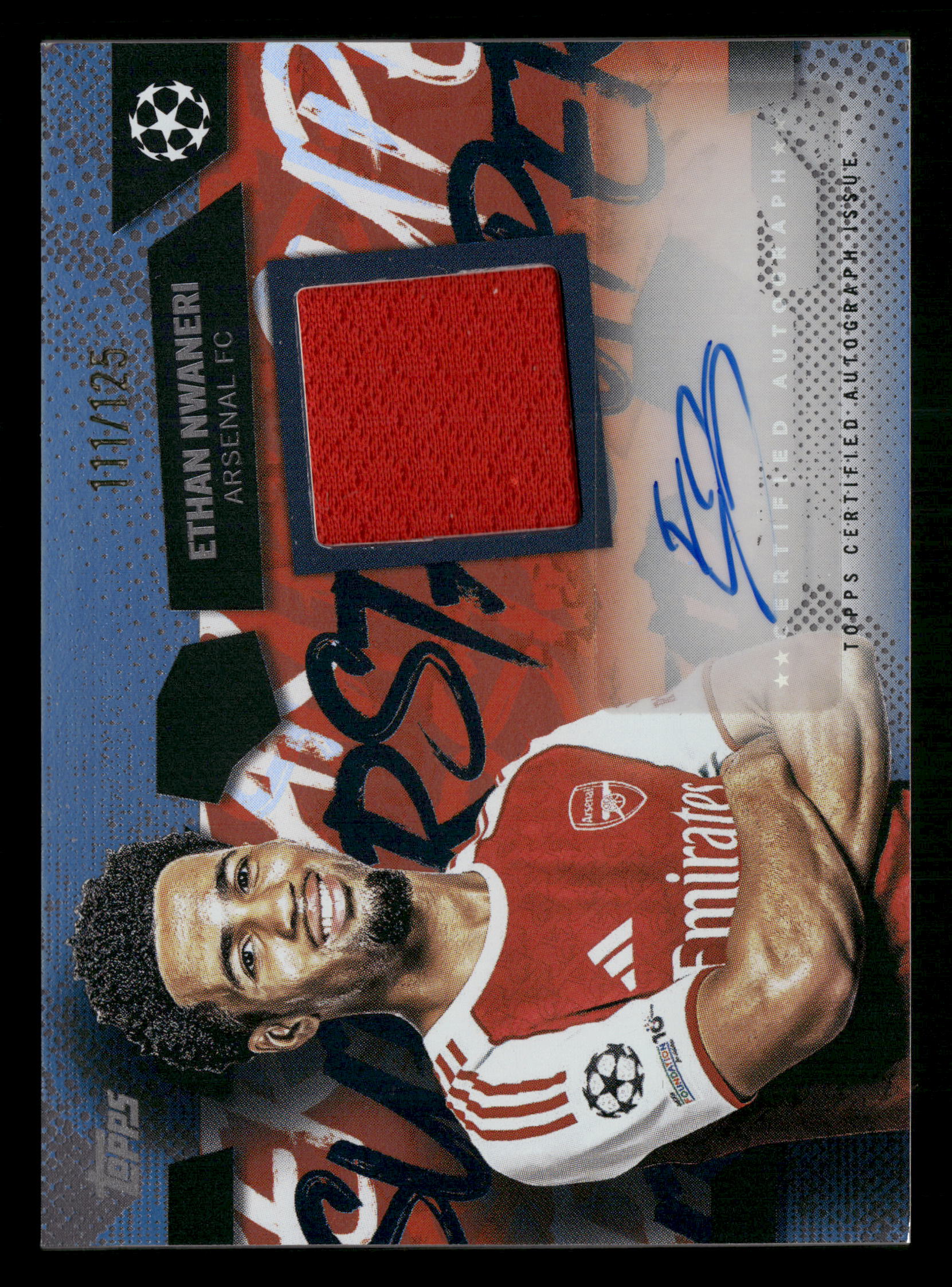 2025-26 Topps UEFA CC #TSAR-EN Ethan Nwaneri Autographed Relics #/125