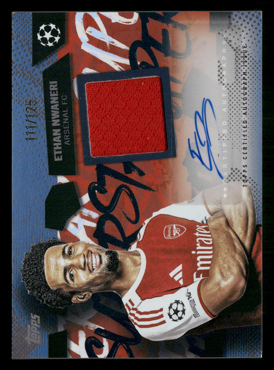 2025-26 Topps UEFA CC #TSAR-EN Ethan Nwaneri Autographed Relics #/125