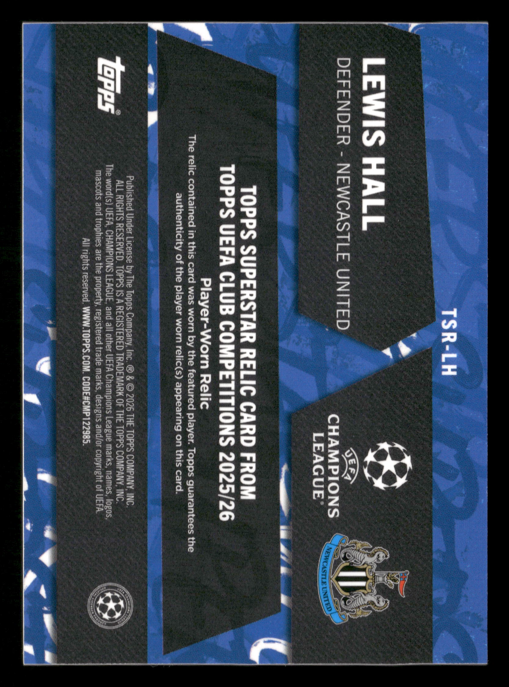 2025-26 Topps UEFA Club Competitions #TSR-LH Lewis Hall Topps Red Foil #/5