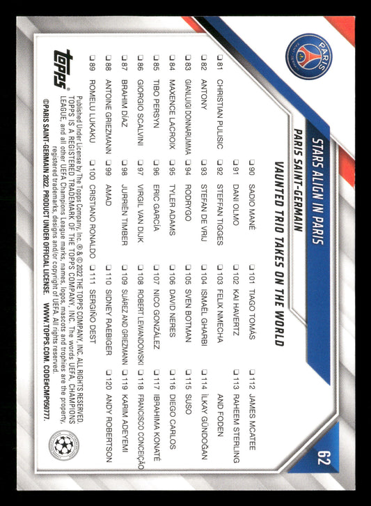 2021-22 Topps UEFA Champions League Jade Edition #62 Stars Align in Paris