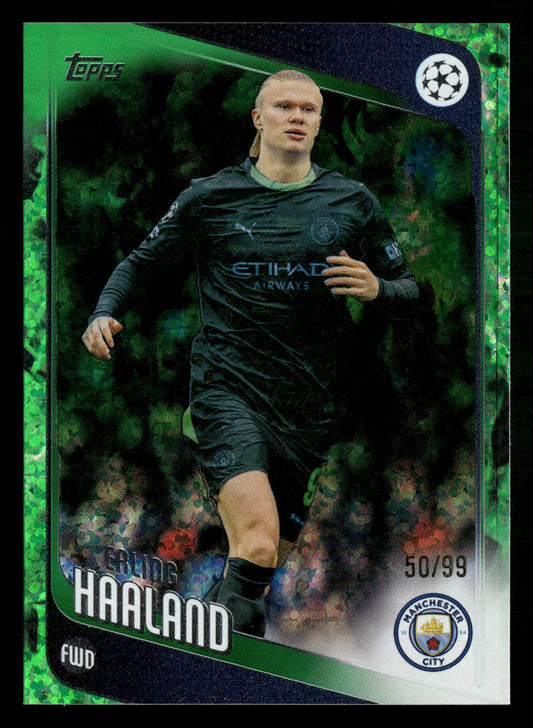 2025-26 Chrome UEFA CC #181 Erling Haaland Green Mini-Diamonds Refractor #/99