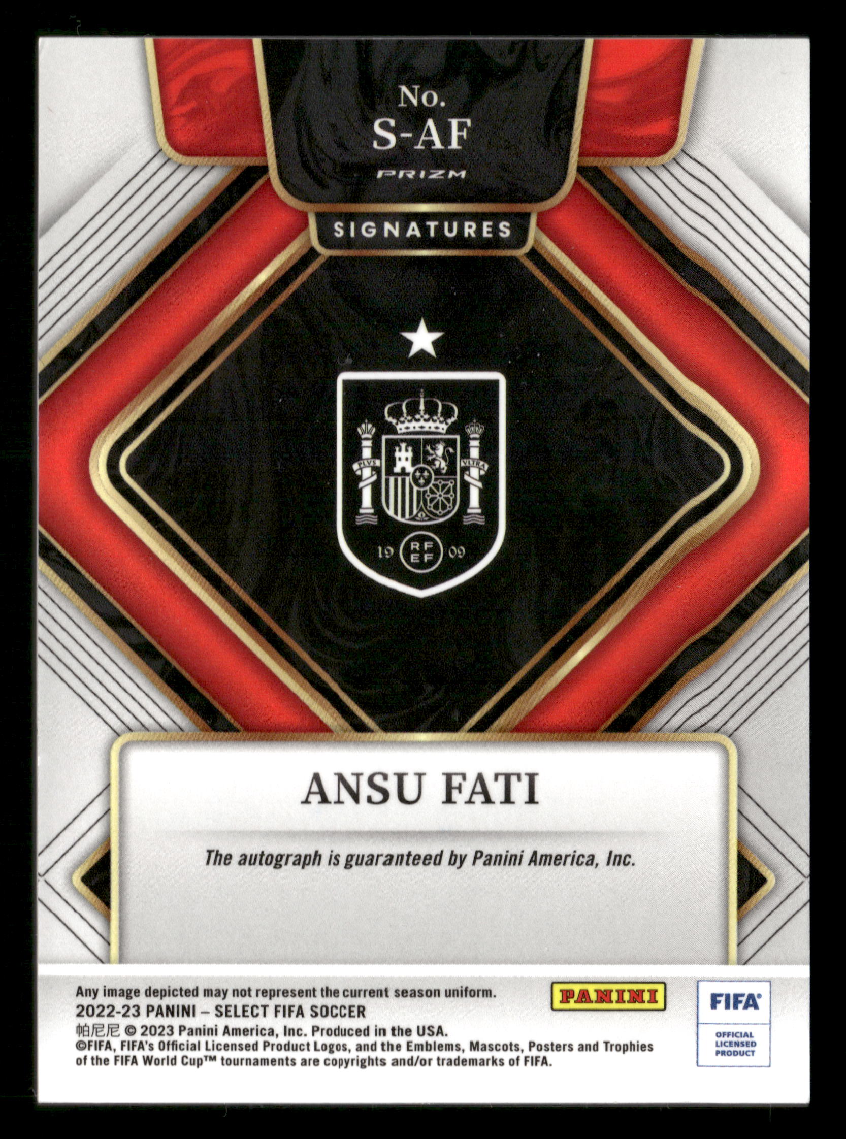 2022-23 Panini Select FIFA #S-AF Ansu Fati Signatures