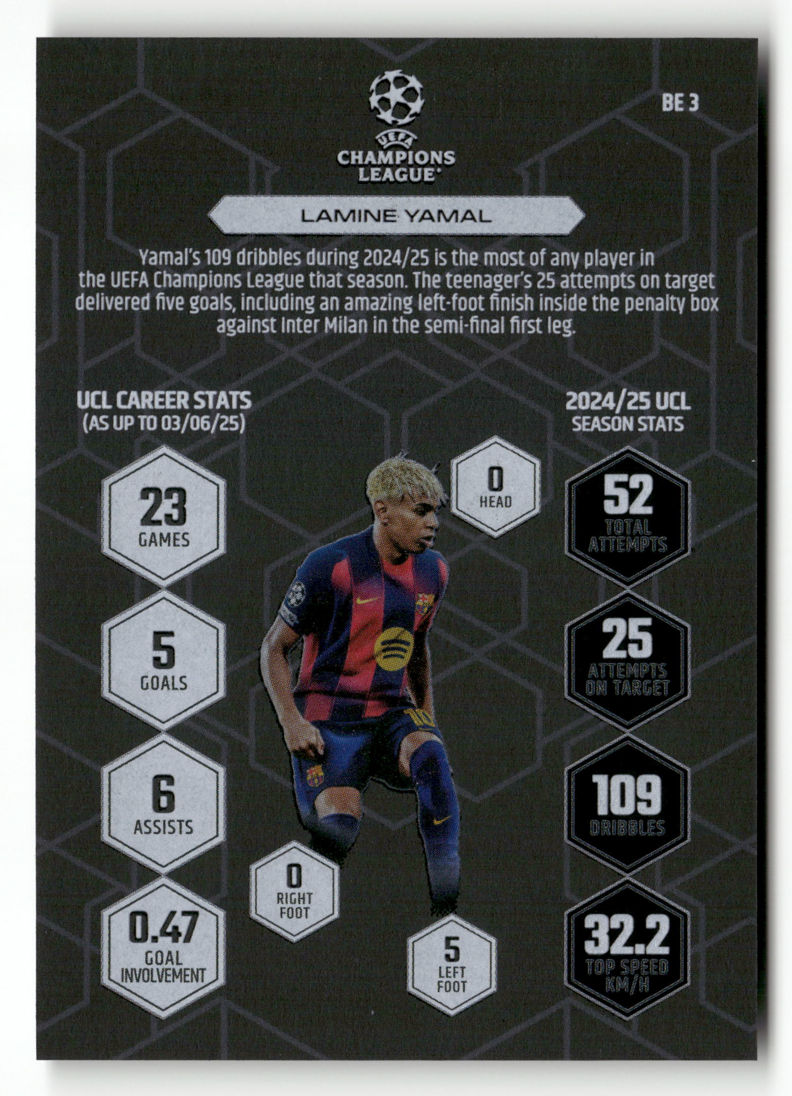 2025-26 Match Attax UEFA Club Competitions #BE3 Lamine Yamal Black Edge Edition